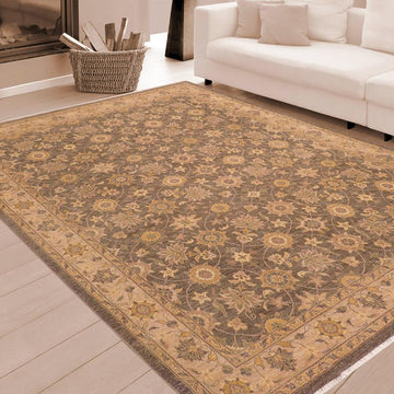 handmade Transitional Kafkaz Chobi Ziegler Gray Lt. Brown Hand Knotted RECTANGLE 100% WOOL area rug 8 x 10